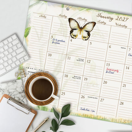 LANG Butterflies Desk Pad 2027