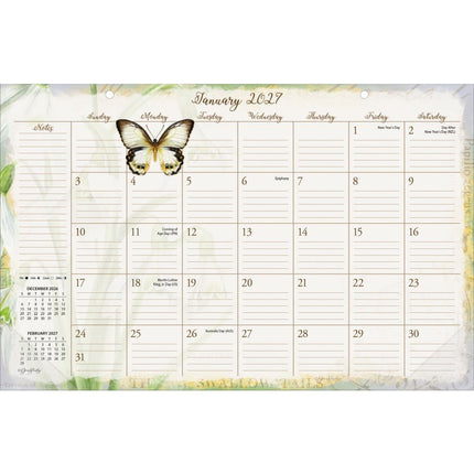 LANG Butterflies Desk Pad 2027