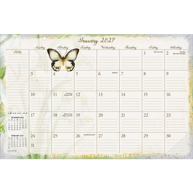 LANG Butterflies Desk Pad 2027