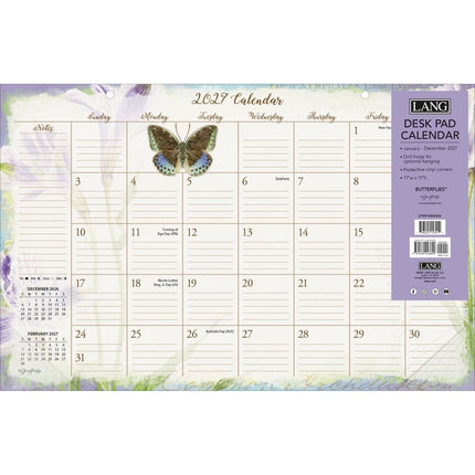LANG Butterflies Desk Pad 2027