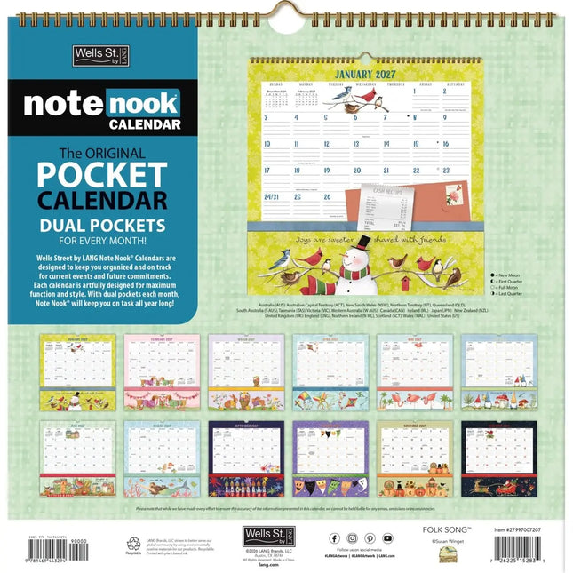 LANG Folk Song Pocket Note Nook Kalender 2027