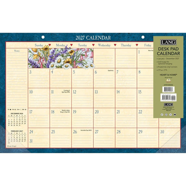 LANG Heart and Home Desk Pad 2027