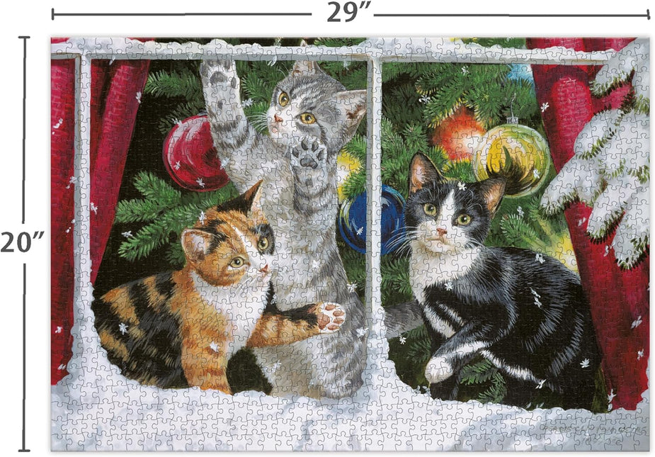LANG LANG Kitten Christmas Puzzel 1000 Stukjes