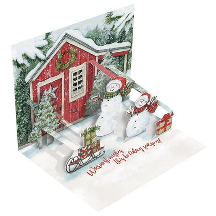 LANG Snowman’s Farmhouse Pop-Up Kerstkaarten