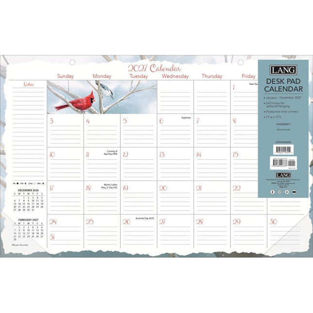 LANG Songbirds Desk Pad 2027