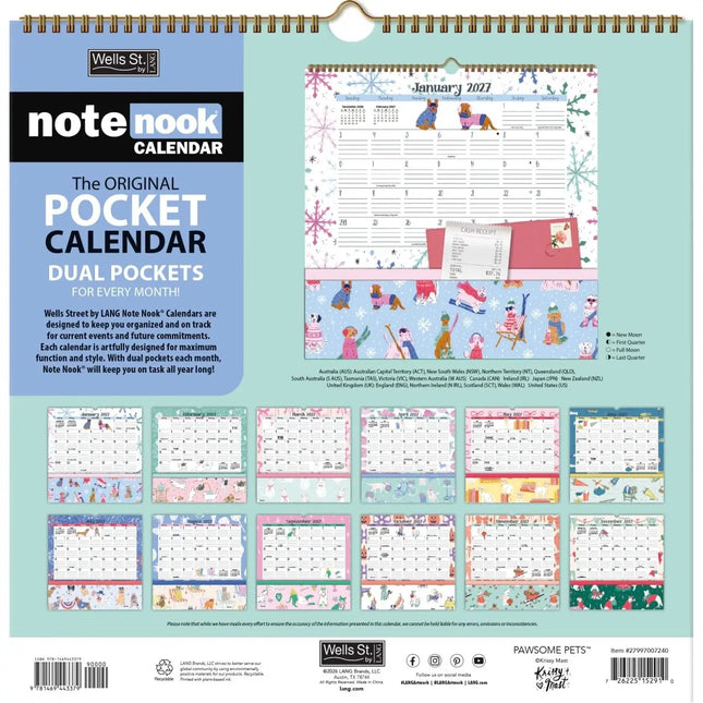 Wells st. by Lang Pawsome Pets Pocket Note Nook Kalender 2027